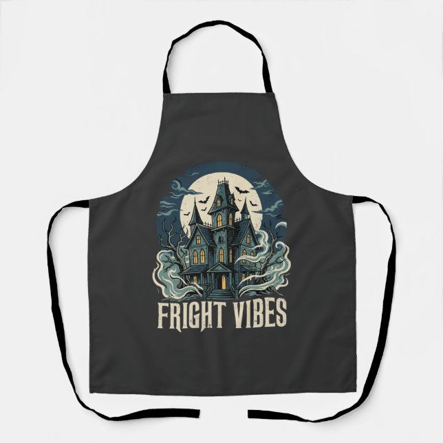 Halloween Haunted House Fright Vibes Design Apron (Front)