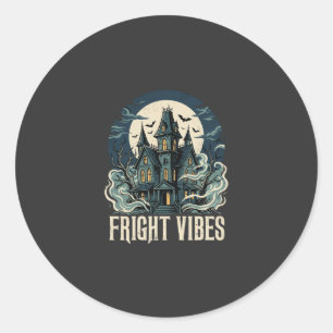 Halloween Haunted House Fright Vibes Design Classic Round Sticker