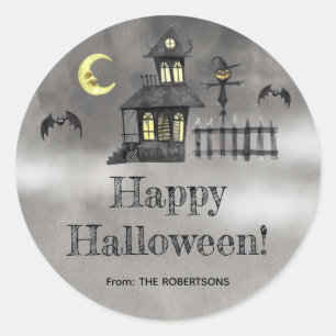 Halloween, Haunted House, Gift, Party Favour Classic Round Sticker