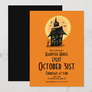 Halloween Haunted House Hand Drawn Design  Invitation