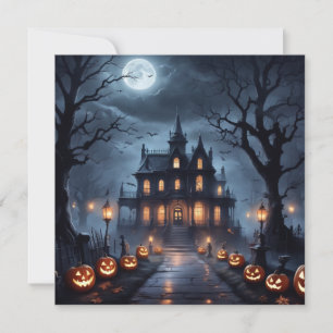 Halloween Haunted House Holiday Card
