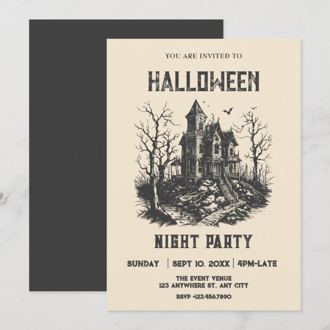 Halloween haunted house  invitation (Front/Back)