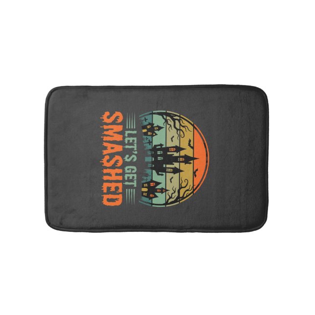 Halloween Haunted House Lets Get Smashed Retro Bath Mat (Front)
