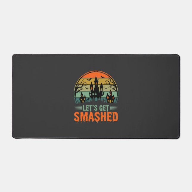 Halloween Haunted House Lets Get Smashed Retro Desk Mat (Front)