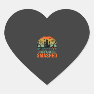 Halloween Haunted House Lets Get Smashed Retro Heart Sticker