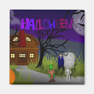 Halloween Haunted House Magnet