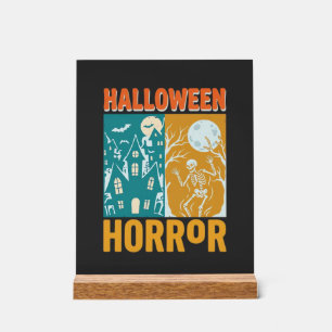 Halloween Haunted House Moon Skeleton Design_1 Acrylic Sign