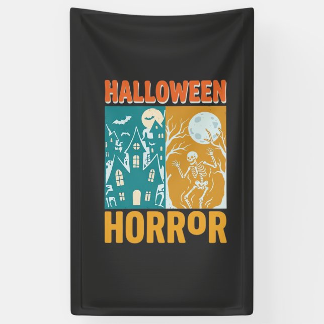 Halloween Haunted House Moon Skeleton Design_1 Banner (Vertical)