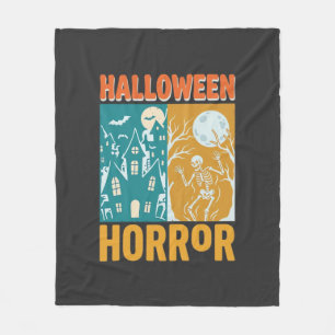 Halloween Haunted House Moon Skeleton Design_1 Fleece Blanket