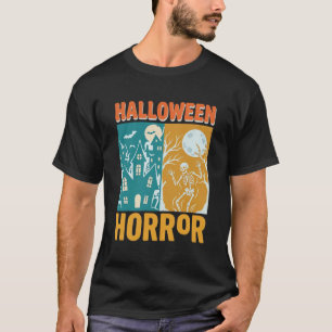 Halloween Haunted House Moon Skeleton Design_1 T-Shirt
