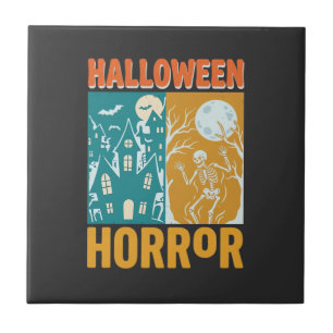 Halloween Haunted House Moon Skeleton Design_1 Tile