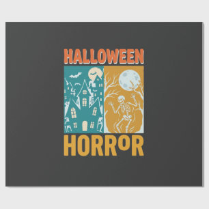 Halloween Haunted House Moon Skeleton Design_1 Wrapping Paper