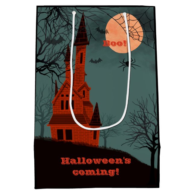 Halloween Haunted House Moon Spooky Fun  Medium Gift Bag (Back)