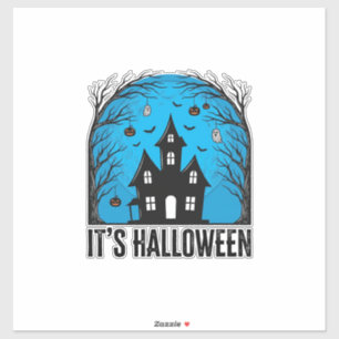 Halloween Haunted House Moon Vintage Engraving Des