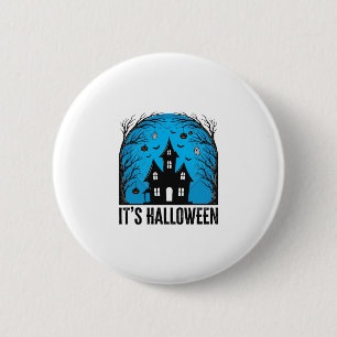Halloween Haunted House Moon Vintage Engraving Des 6 Cm Round Badge