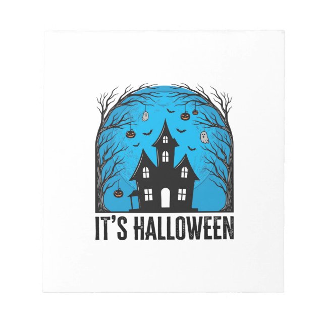 Halloween Haunted House Moon Vintage Engraving Des Notepad (Front)