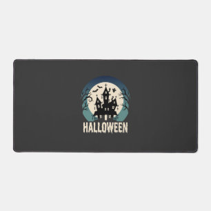 Halloween Haunted House Moonlight Vector Desk Mat