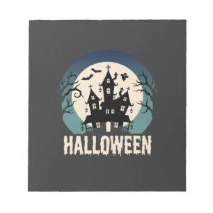 Halloween Haunted House Moonlight Vector Notepad