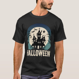 Halloween Haunted House Moonlight Vector T-Shirt