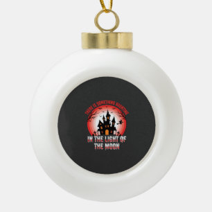 Halloween Haunted House Moonlight Witch Ceramic Ball Christmas Ornament