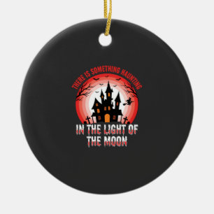 Halloween Haunted House Moonlight Witch Ceramic Tree Decoration