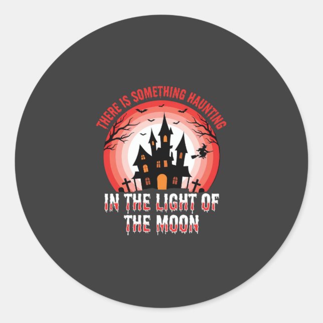 Halloween Haunted House Moonlight Witch Classic Round Sticker (Front)