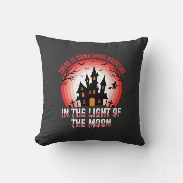 Halloween Haunted House Moonlight Witch Cushion (Front)