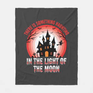 Halloween Haunted House Moonlight Witch Fleece Blanket