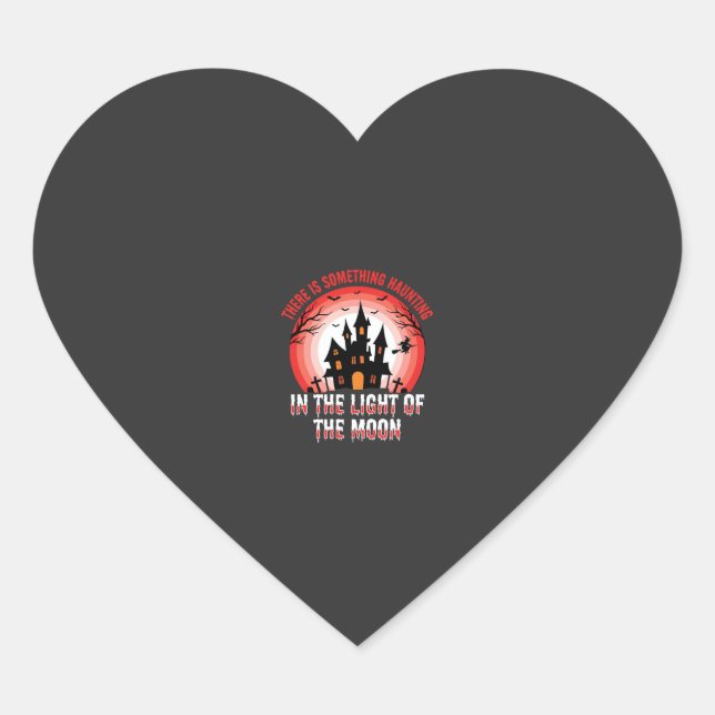 Halloween Haunted House Moonlight Witch Heart Sticker (Front)