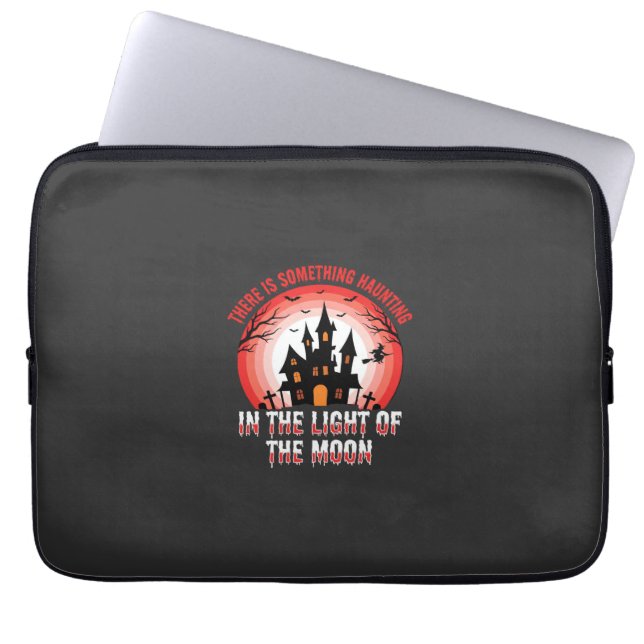 Halloween Haunted House Moonlight Witch Laptop Sleeve (Front)