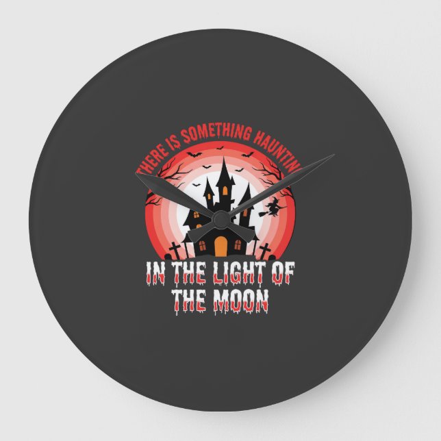 Halloween Haunted House Moonlight Witch Large Clock (Front)