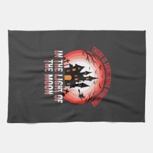 Halloween Haunted House Moonlight Witch Tea Towel