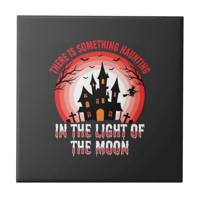 Halloween Haunted House Moonlight Witch Tile (Front)
