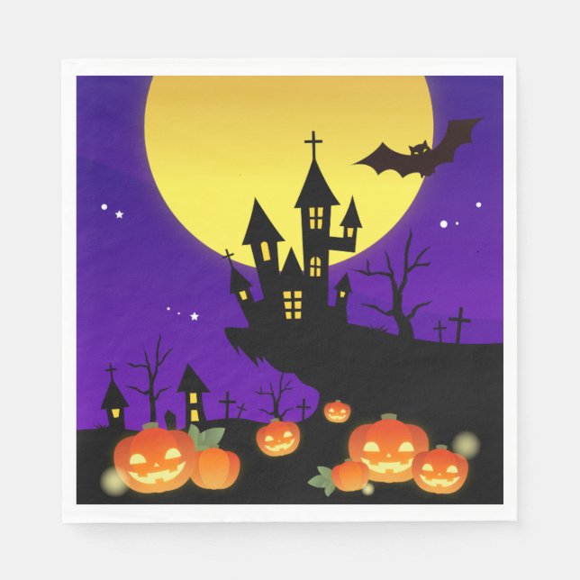 Halloween Haunted House Napkin (Front)