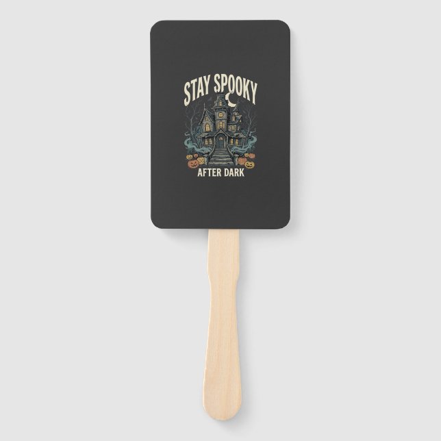 Halloween Haunted House Night Hand Fan (Front)