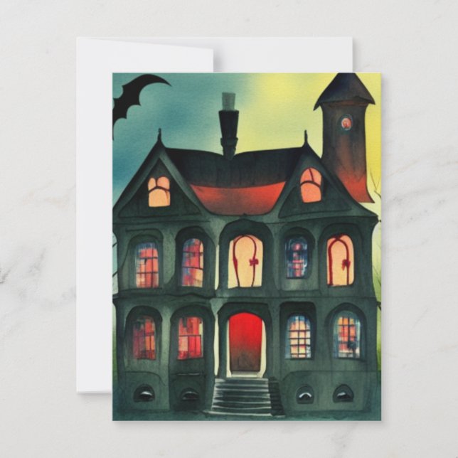 Halloween Haunted House Note Cards (Front)