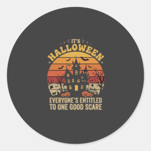 Halloween Haunted House One Good Scare Design_1 Classic Round Sticker