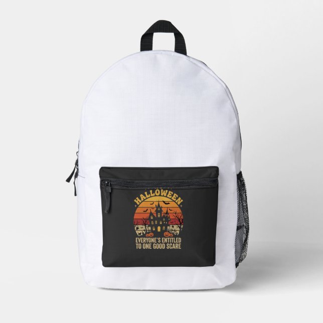 Halloween Haunted House One Good Scare Design_1 Printed Backpack (Front)