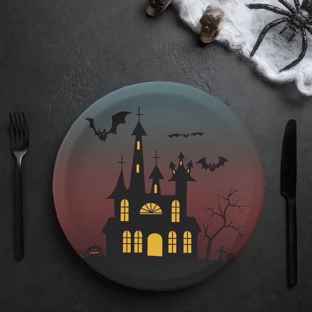 Halloween Haunted House Paper Plate (Halloween Haunted House Paper Plates)