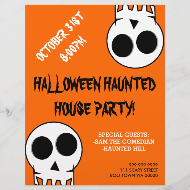 Halloween Haunted House Party Announcement Flyer (Front)
