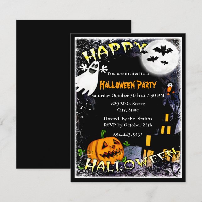 Halloween Haunted House Party Invitation (Front/Back)