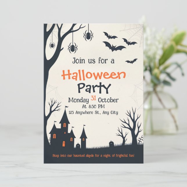 Halloween Haunted House Party Invitation (Standing Front)