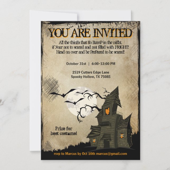 Halloween Haunted House Party Invitations (Front)