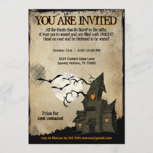 Halloween Haunted House Party Invitations