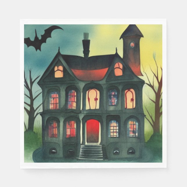 Halloween Haunted House Party Napkins (Front)