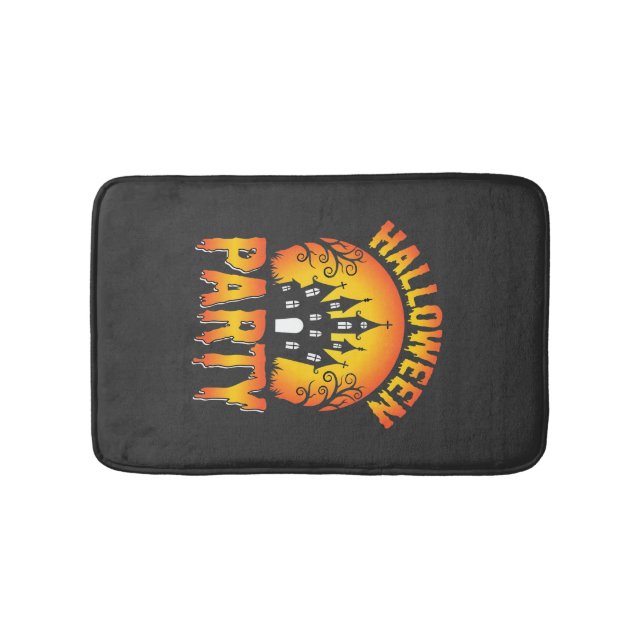 Halloween Haunted House Party Vector Bath Mat (Front)