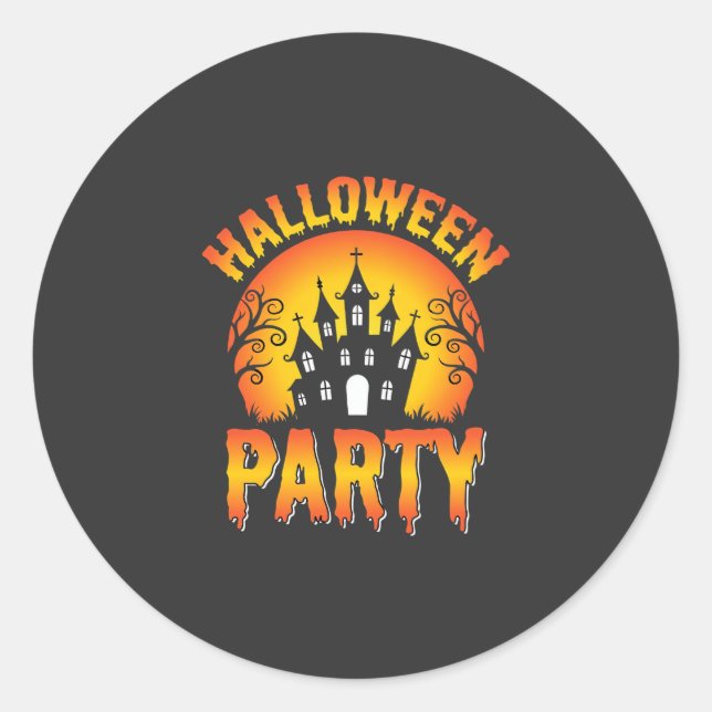 Halloween Haunted House Party Vector Classic Round Sticker (Front)