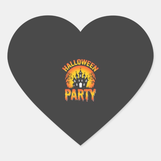 Halloween Haunted House Party Vector Heart Sticker (Front)