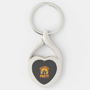 Halloween Haunted House Party Vector Key Ring
