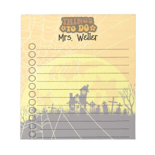 Halloween Haunted House Personalised Teacher To-Do Notepad